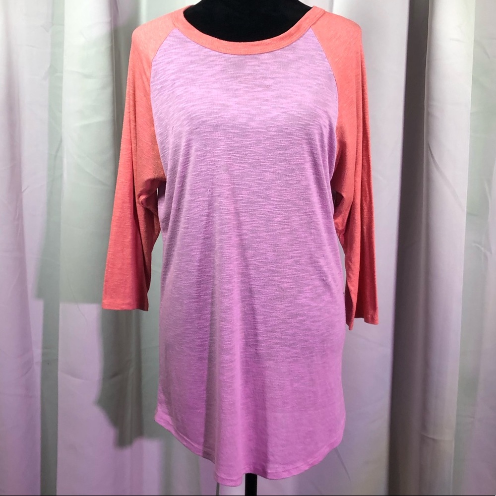 Lularoe RANDY Raglan 3/4 Sleeves Pink Orange Jersey XL